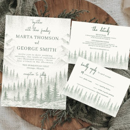 Convites Casamento Rustic Sage Green Mountain