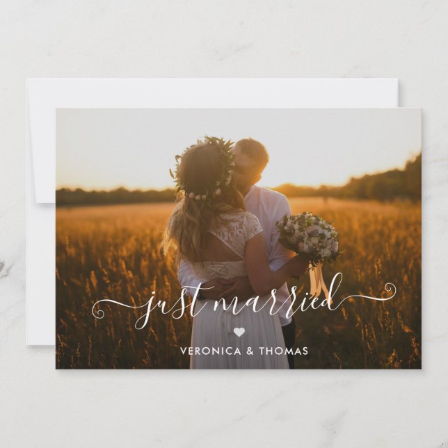 Convites Casamento Rustic Script Photo Elopement (Frente)