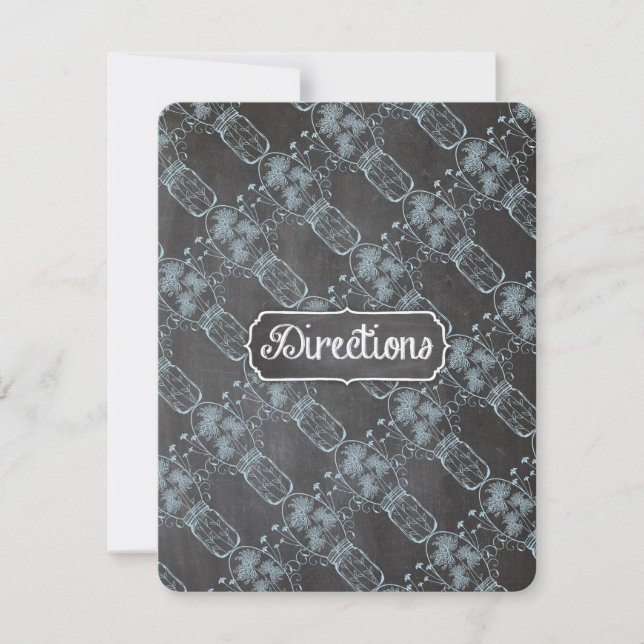 Convites Casamento Rustic Serenity Blue Mason Jar Chalkboar (Frente)
