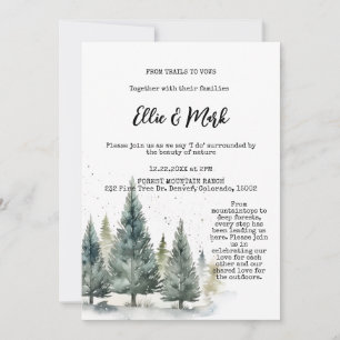 Convites Casamento Rustic Snowy Pine Floresta na Floresta E