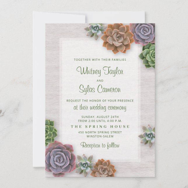 Convites Casamento Rustic Succulents (Frente)