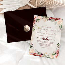 Convites Casamento Rustic Summer Floral Calliografia Espanh