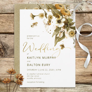 Convites Casamento Rustic Summer Wildflower & Daisies