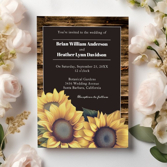 Convites Casamento Rustic Sunflower (Rustic Sunflower Wedding Invitation)