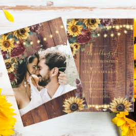Convites Casamento Rustic Sunflower
