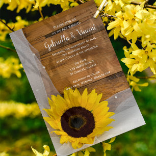 Convites Casamento Rustic Sunflower and Veil Country