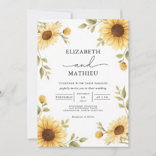 Convites Casamento Rustic Sunflower Border