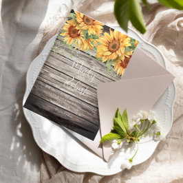 Convites Casamento Rustic Sunflower Buquê Watercolor