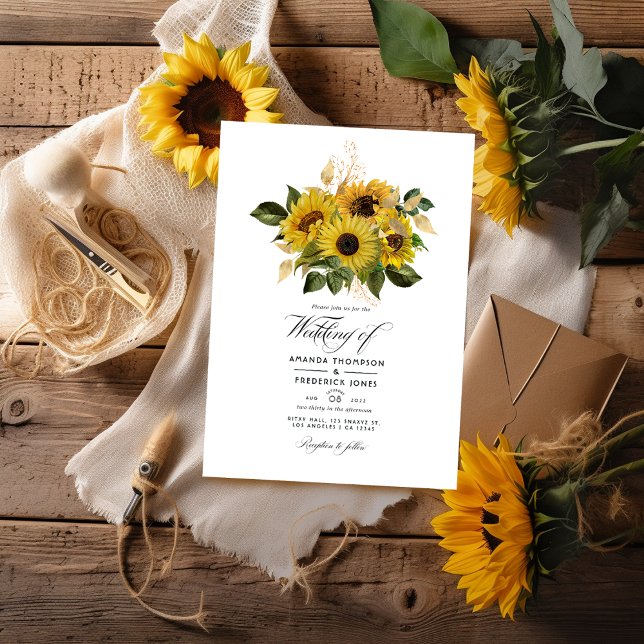 Convites Casamento Rustic Sunflower Country Barn (Criador carregado)