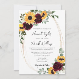 Convites Casamento Rustic Sunflower e Rosas