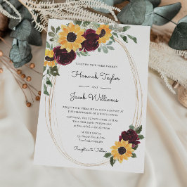 Convites Casamento Rustic Sunflower e Rosas
