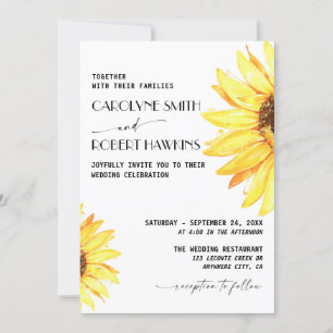 Convites Casamento Rustic Sunflower Elegant Watercolor