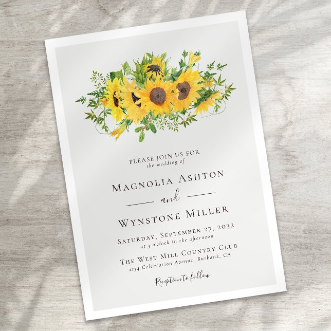 Convites Casamento Rustic Sunflower Modern (Criador carregado)