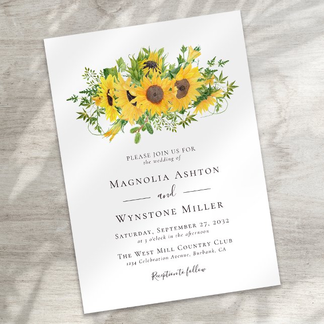 Convites Casamento Rustic Sunflower Modern (Criador carregado)