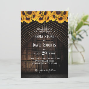 Convites Casamento Rustic Sunflower Vintage Barn
