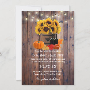 Convites Casamento Rustic Sunflower Wine Barrel Autumn