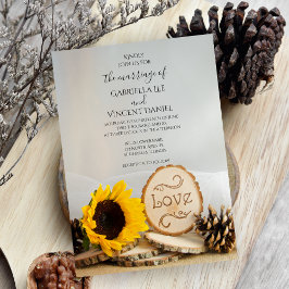 Convites Casamento Rustic Sunflower Woodland