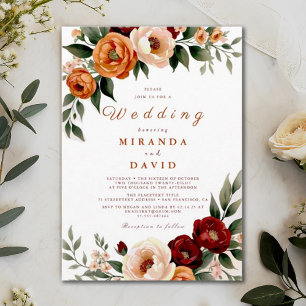 Convites Casamento Rustic Terracotta Autumn Pampas Grass