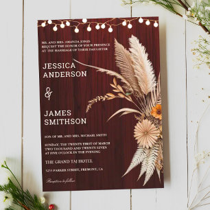 Convites Casamento Rustic Terracotta e Maroon Florals