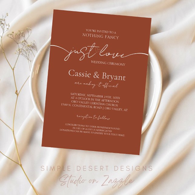Convites Casamento Rustic Terracotta Elegante Script (Elegant Terracotta Wedding Invitation for Minimal Boho Wedding Ceremony)