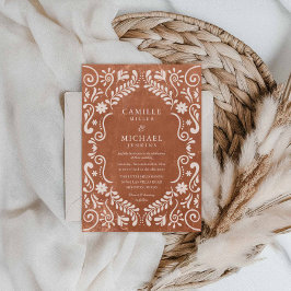 Convites Casamento Rustic Terracotta Talavera Mexicano