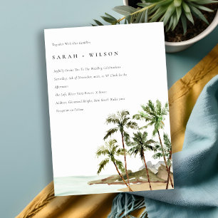 Convites Casamento Rustic Tropical Palm Trees Beach Sand