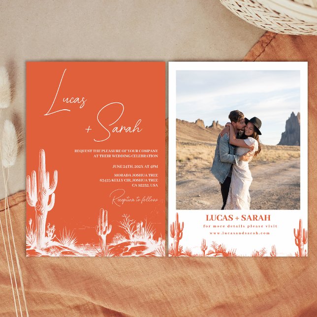 Convites Casamento Rustic Verona Sunset Western Desert (Western Desert Verona Sunset Orange Wedding Invitation, Modern Southern Country Wedding Invitation,)