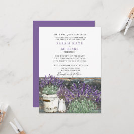 Convites Casamento Rustic Vintage Lavanda Madeira e Luzes