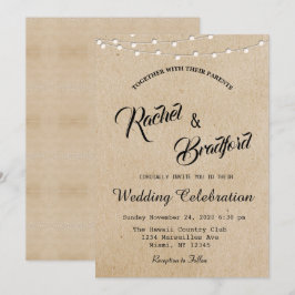 Convites Casamento Rustic Vintage String Luzes