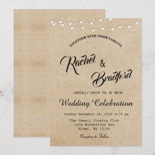 Convites Casamento Rustic Vintage String Luzes