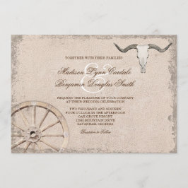 Convites Casamento Rustic Wagon Wheel Longhorn Cowboy