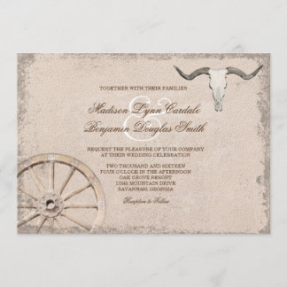 Convites Casamento Rustic Wagon Wheel Longhorn Cowboy