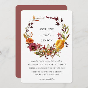 Convites Casamento Rustic Watercolor Autumn Wreath