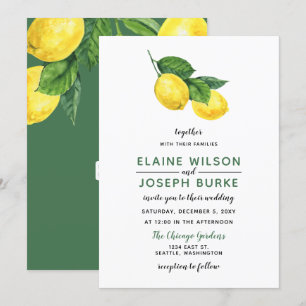 Convites Casamento Rustic Watercolor Citrus Lemon