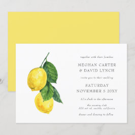 Convites Casamento Rustic Watercolor Citrus Lemon