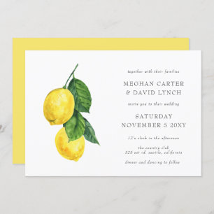 Convites Casamento Rustic Watercolor Citrus Lemon