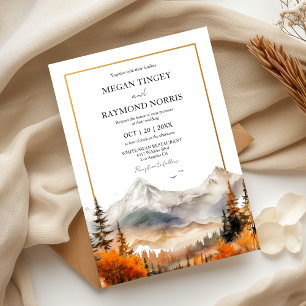 Convites Casamento Rustic Watercolor Fall Mountain