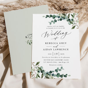 Convites Casamento Rustic Watercolor Greenery