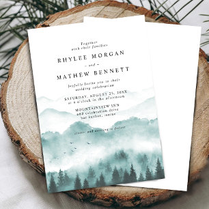 Convites Casamento Rustic Watercolor Mountain
