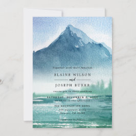 Convites Casamento Rustic Watercolor Pine Mountain Lake
