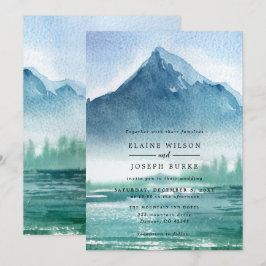 Convites Casamento Rustic Watercolor Pine Mountain Lake