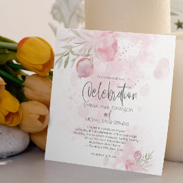 Convites Casamento Rustic Watercolor Rosa Rosa e Rosehip