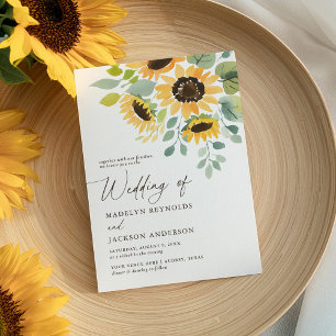 Convites Casamento Rustic Watercolor Sunflower