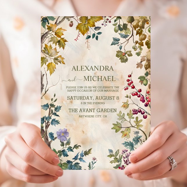 Convites Casamento Rustic Watercolor Woodland (Criador carregado)