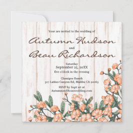 Convites Casamento Rustic White Burnt Orange Green Blossoms