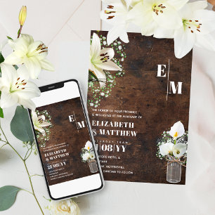 Convites Casamento Rustic White Calla Lily Chic Shabby
