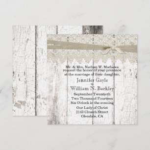 Convites Casamento Rustic White Washingwood and Lace