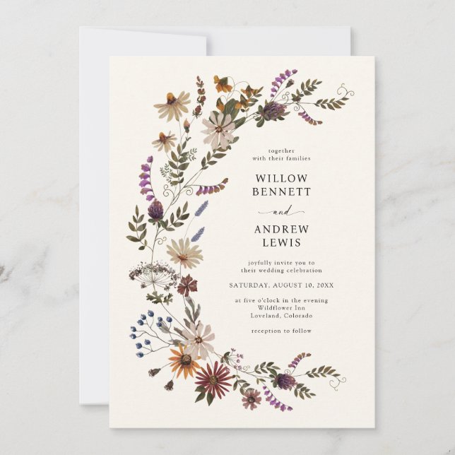 Convites Casamento Rustic Wildflower (Frente)