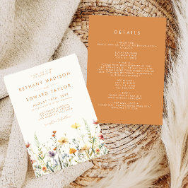Convites Casamento Rustic Wildflower All-in-One