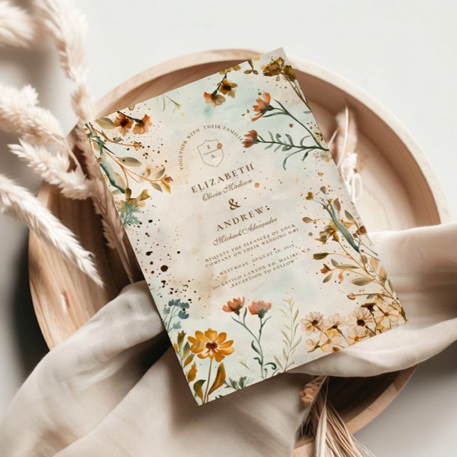 Convites Casamento Rustic Wildflower Watercolor (Criador carregado)